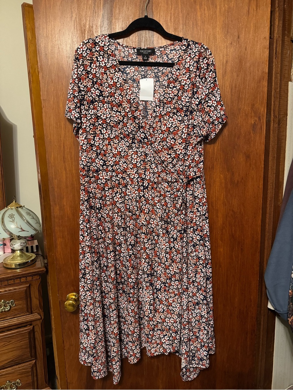Women’s Plus Size Floral Maxi 70s Inspired Dress with Knot Front Size 1X